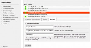 easySidebarBox - Optionen