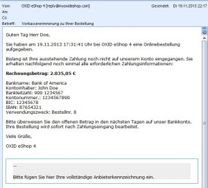 Erinnerungsemail