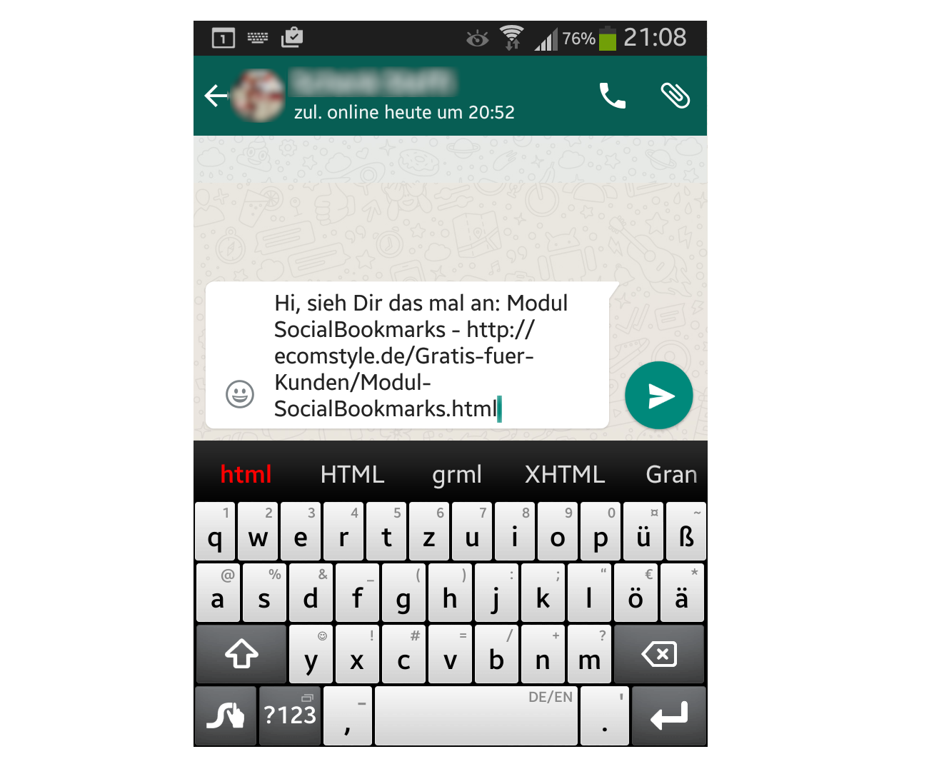 Modul SocialBookmarks jetzt mit WhatsApp!