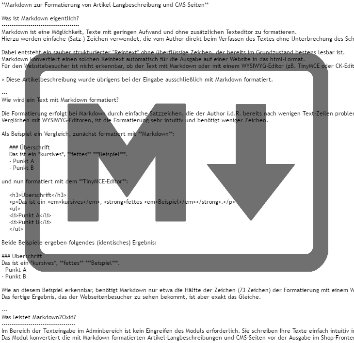 Gratis: Markdown 2 Oxid