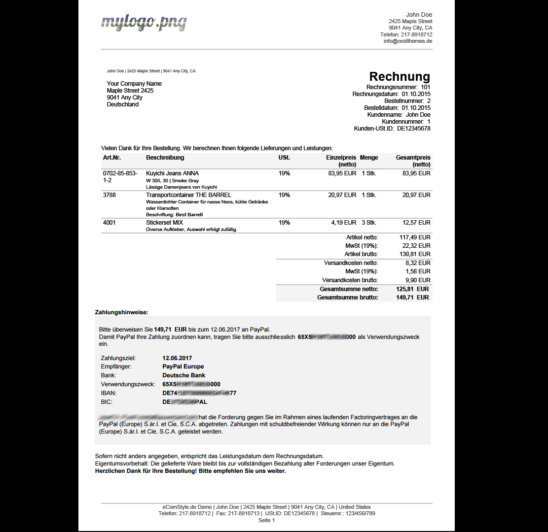 Update: easyDocuments 1.13 mit PayPal Plus Rechnung