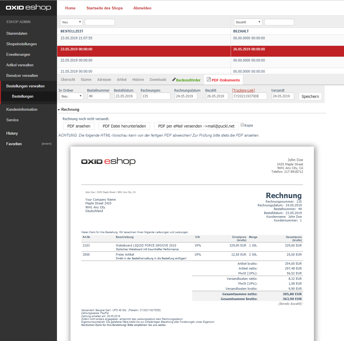 Update: easyDocuments 2.4 für den OXID eShop 6